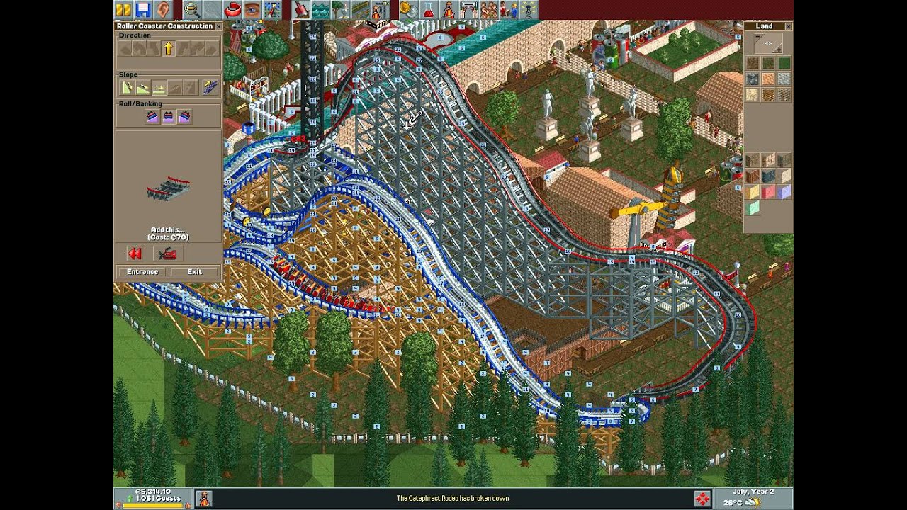 Rollercoaster Tycoon Corkscrew Follies #157 (Roman Village: The Wooden Brothers)