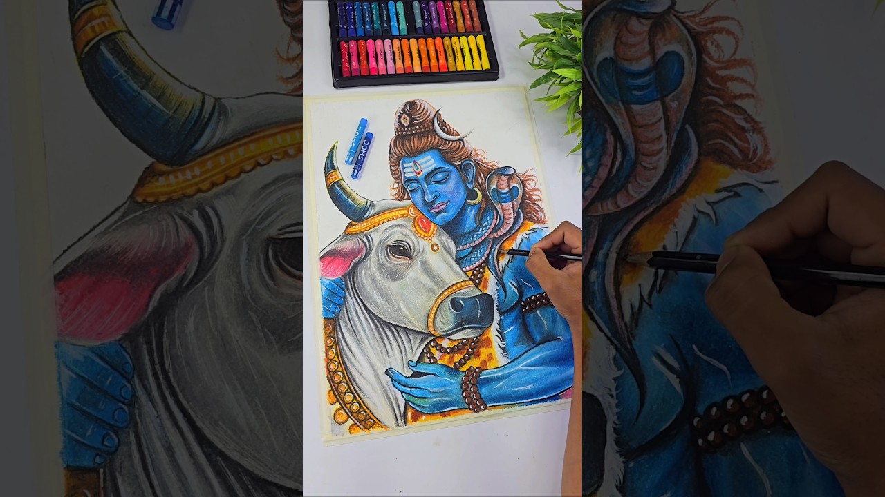 Lord Shiva With Nandi Maharaj 🔥 #shorts #shiv #shivshankar #shiva #mahadev #shivratri #drawing #art