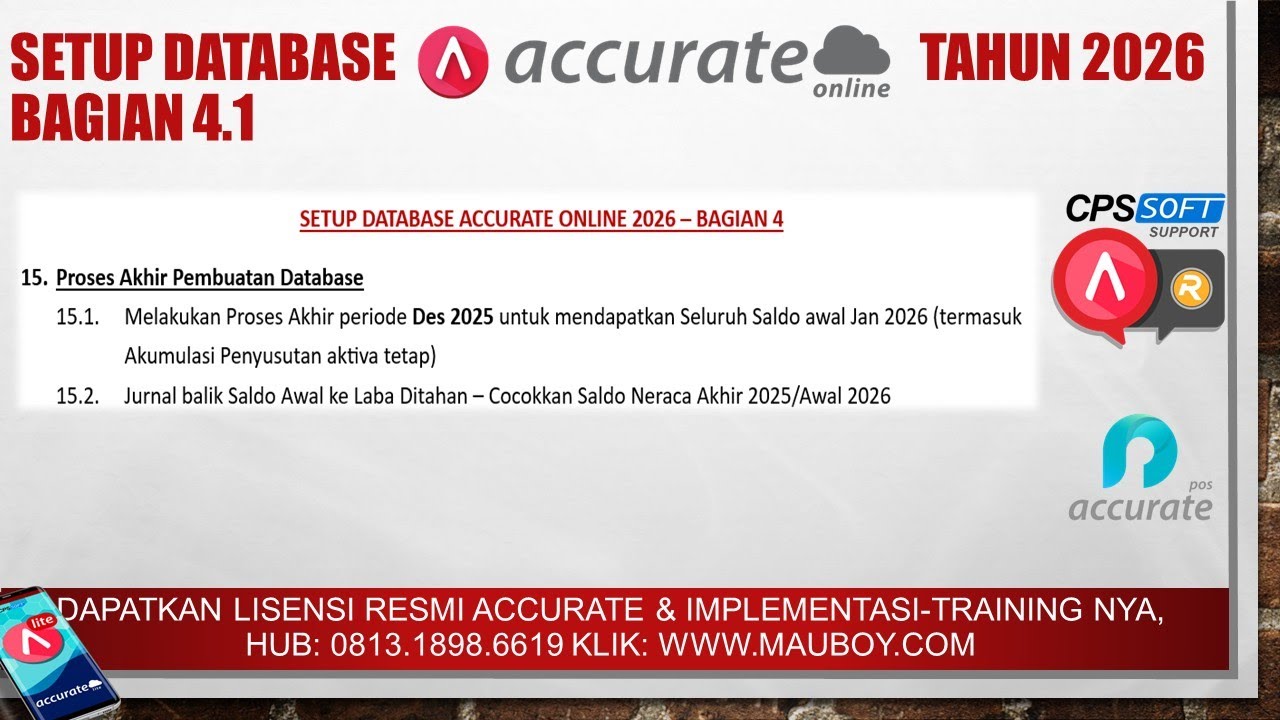 Setup 10: Database Accurate Online Tahun 2026-Period End Setup Awal