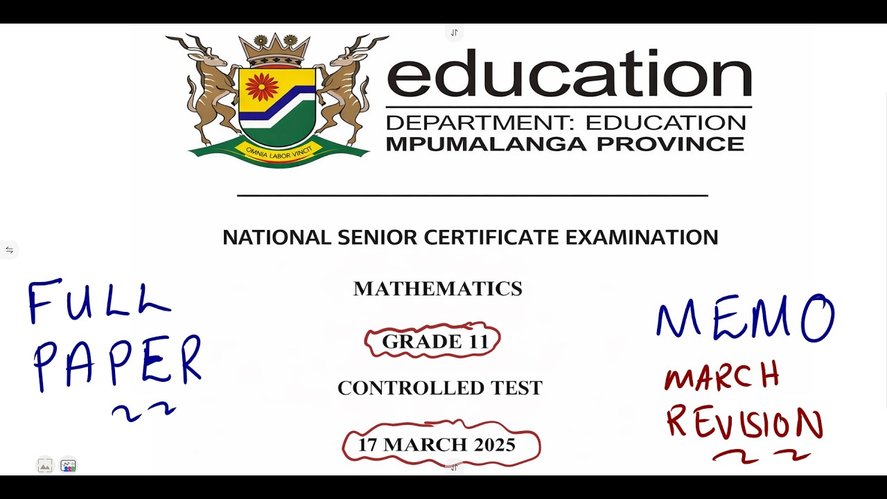Mathematics Grade 11 March Test - Mpumalanga Province - March 2025 @mathszoneafricanmotives