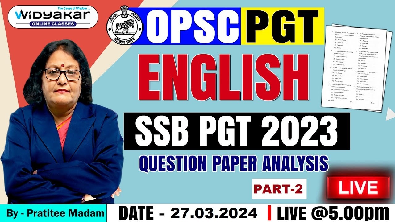 ENGLISH   SSB PGT 2026   PART 2   QUESTIONS PAPER ANALYSIS #opscpgt #english #ssbpgt