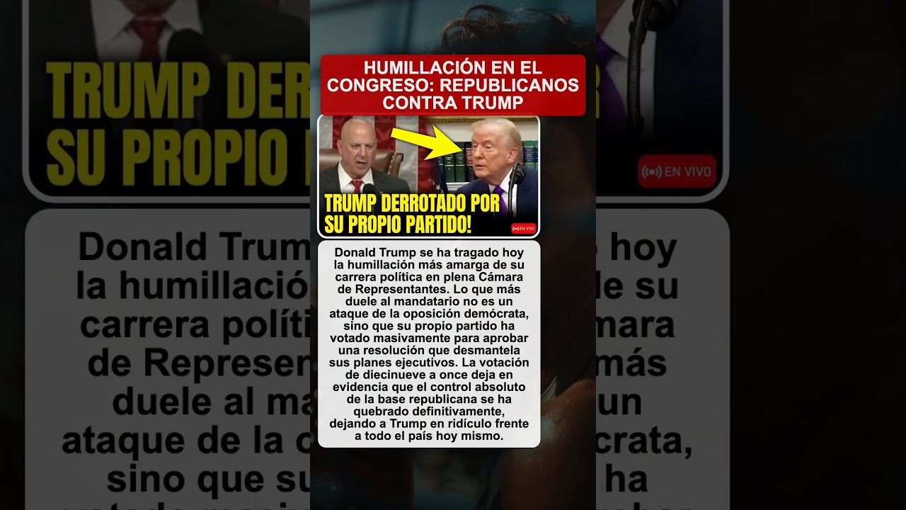 Rebeli&oacute;n en el Capitolio: El partido republicano desaf&iacute;a a Donald Trump hoy