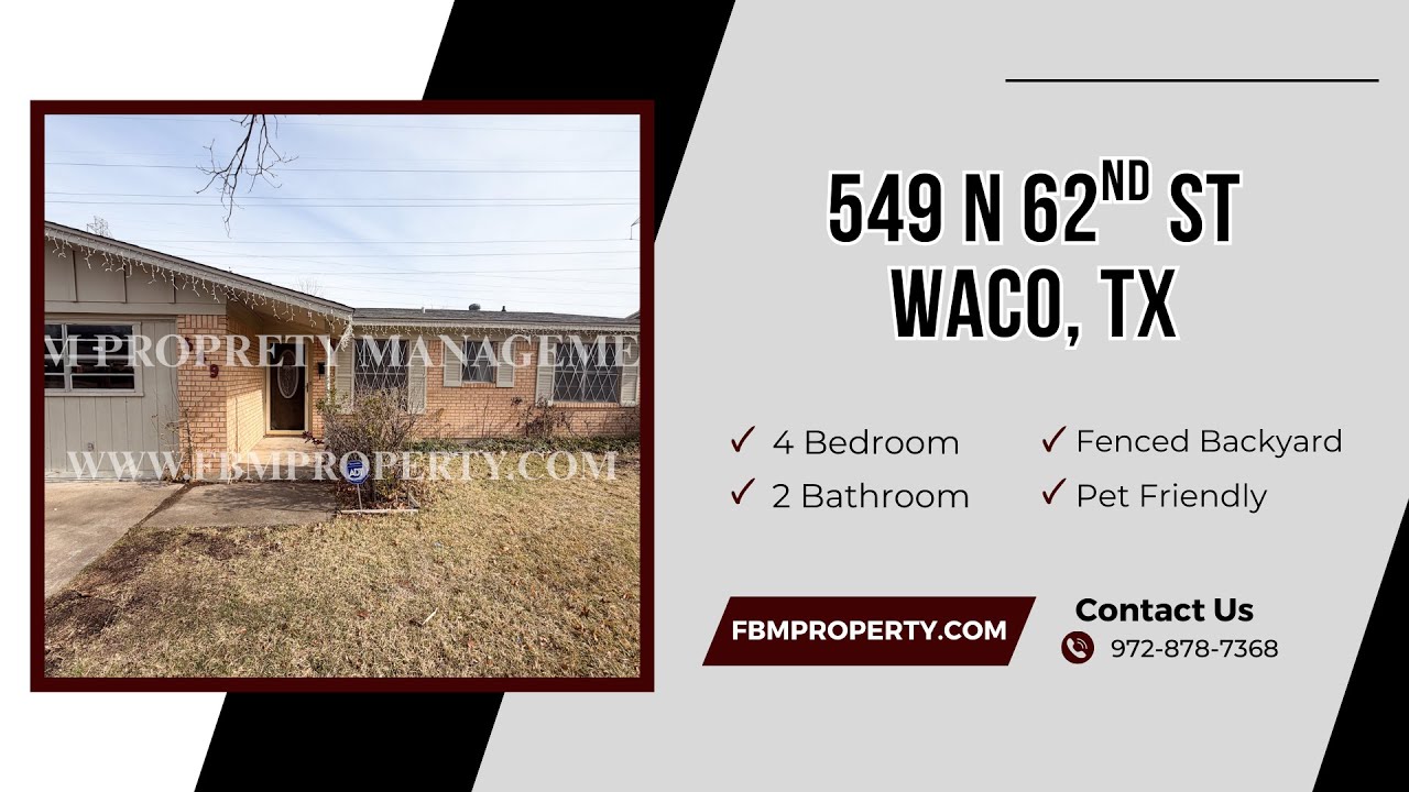 549 N 62nd St - Cozy 4 Bedroom, 2 Bathroom Home in Waco, TX!