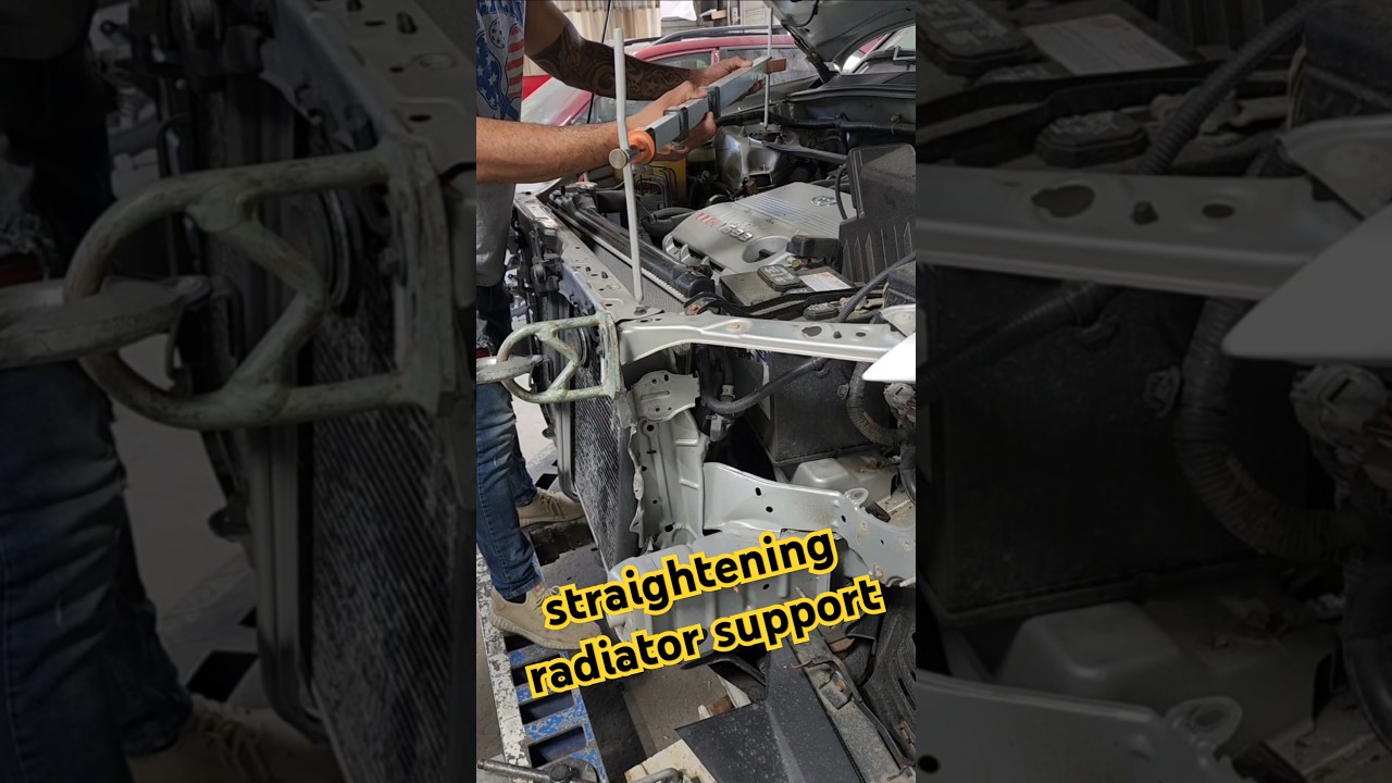 straightening radiator support #autotechnician #autobody #carrepairs #autorepair