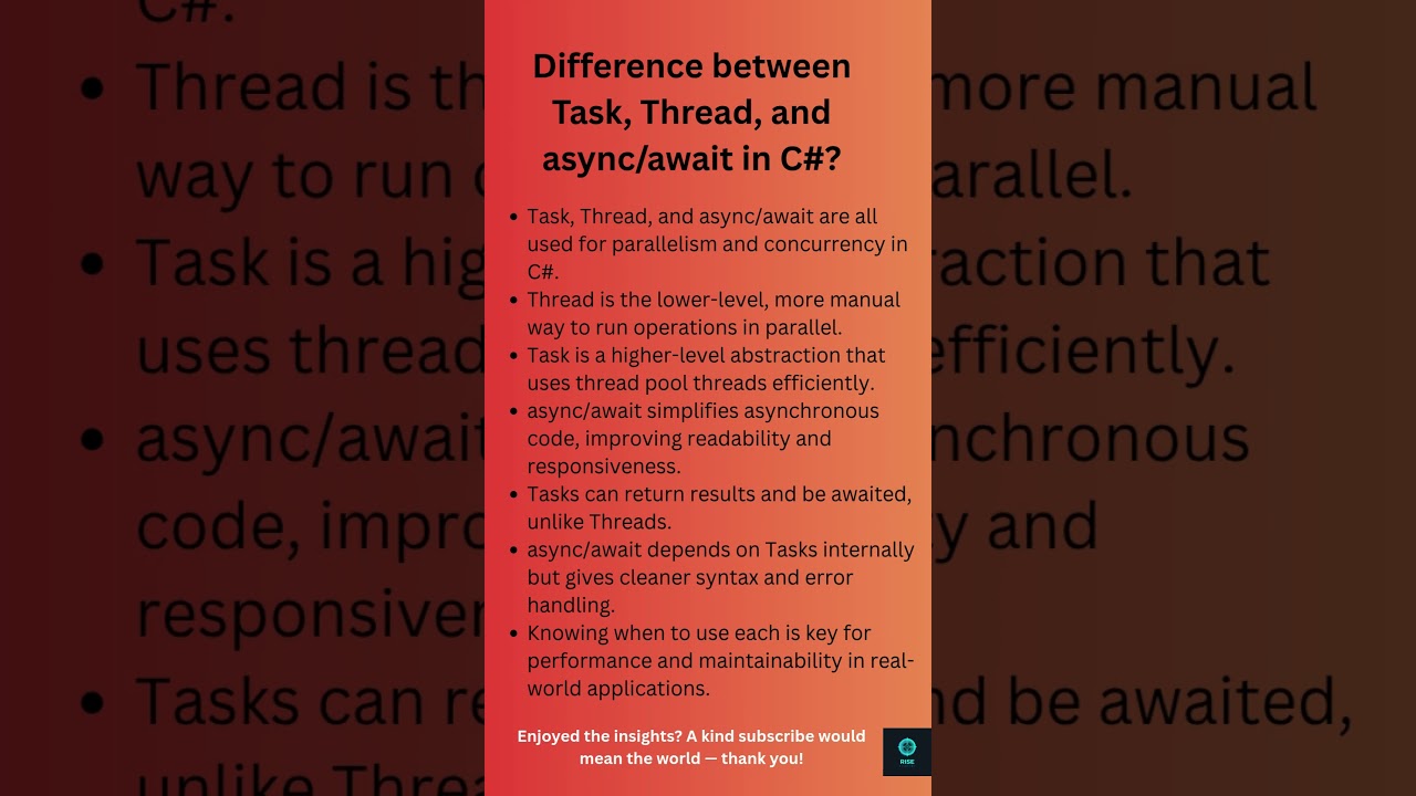 .NET Mock Interview Q21: Task vs Thread vs async/aw