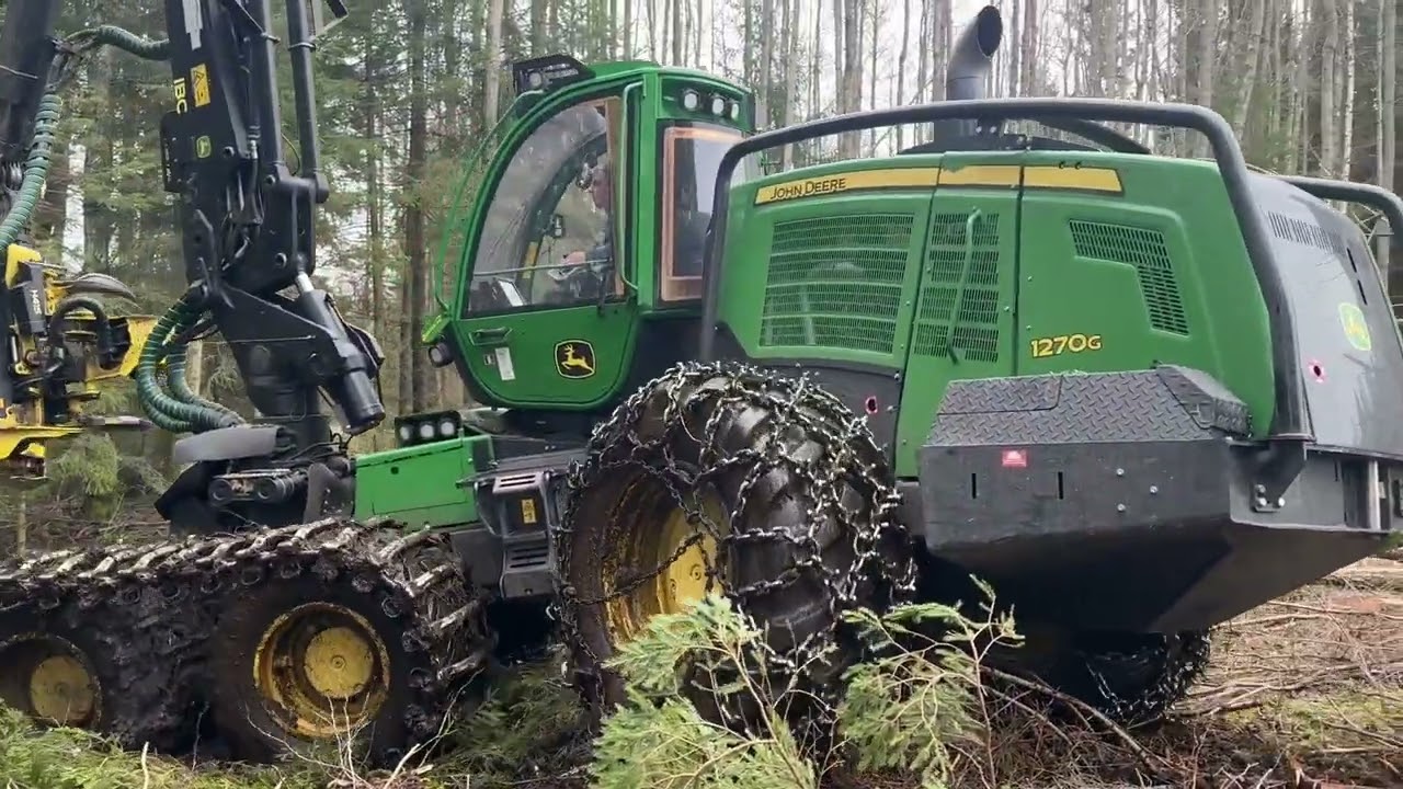 John Deere 1270 G sk&ouml;rdare k&auml;mpar p&aring; i stormskogen