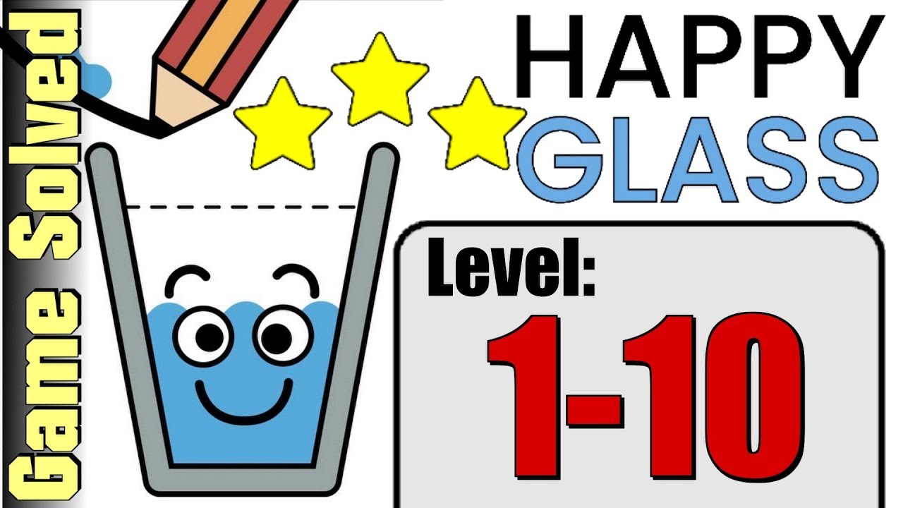 Happy Glass | All Levels 1-10 (Solution 3 Stars ★★★)