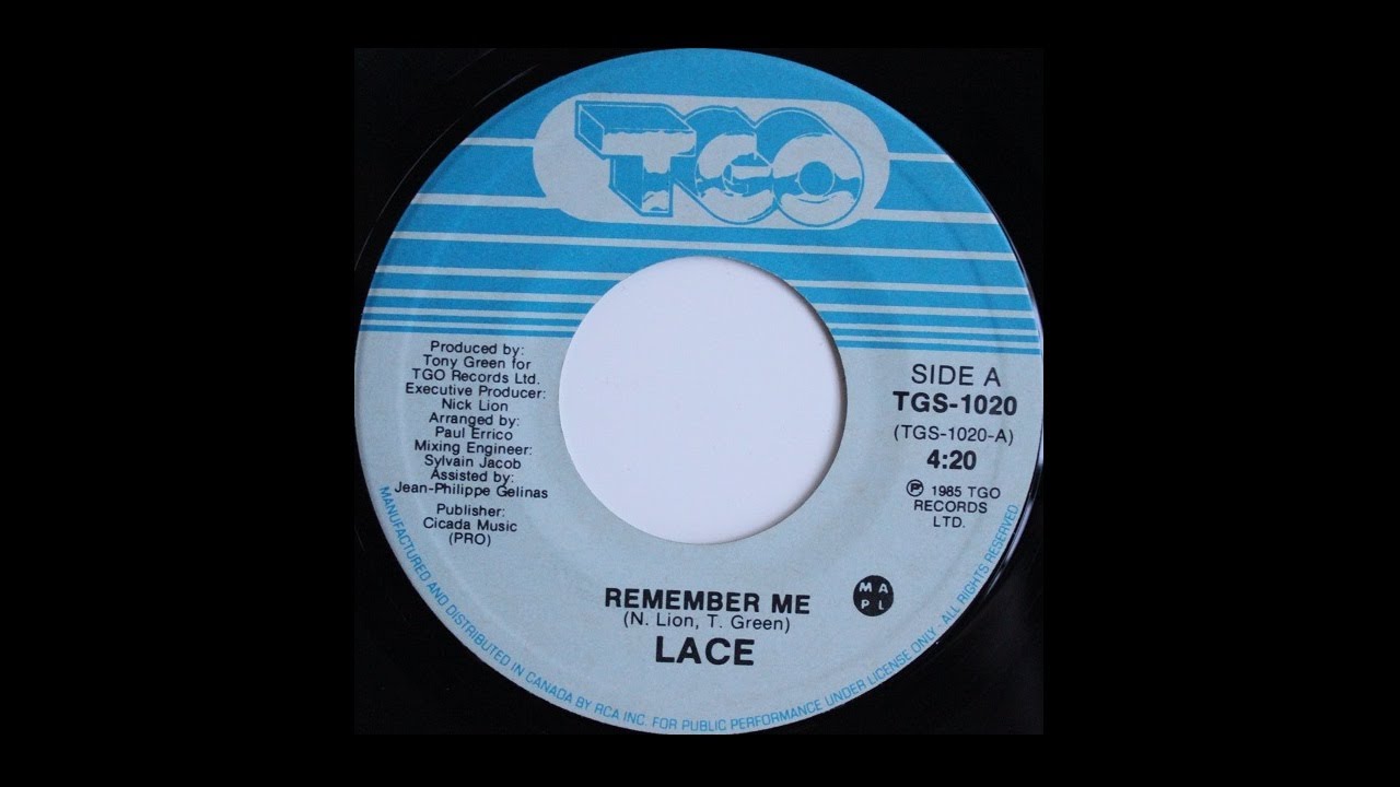 Lace - Remember Me, Canadian Pop 45rpm 1985