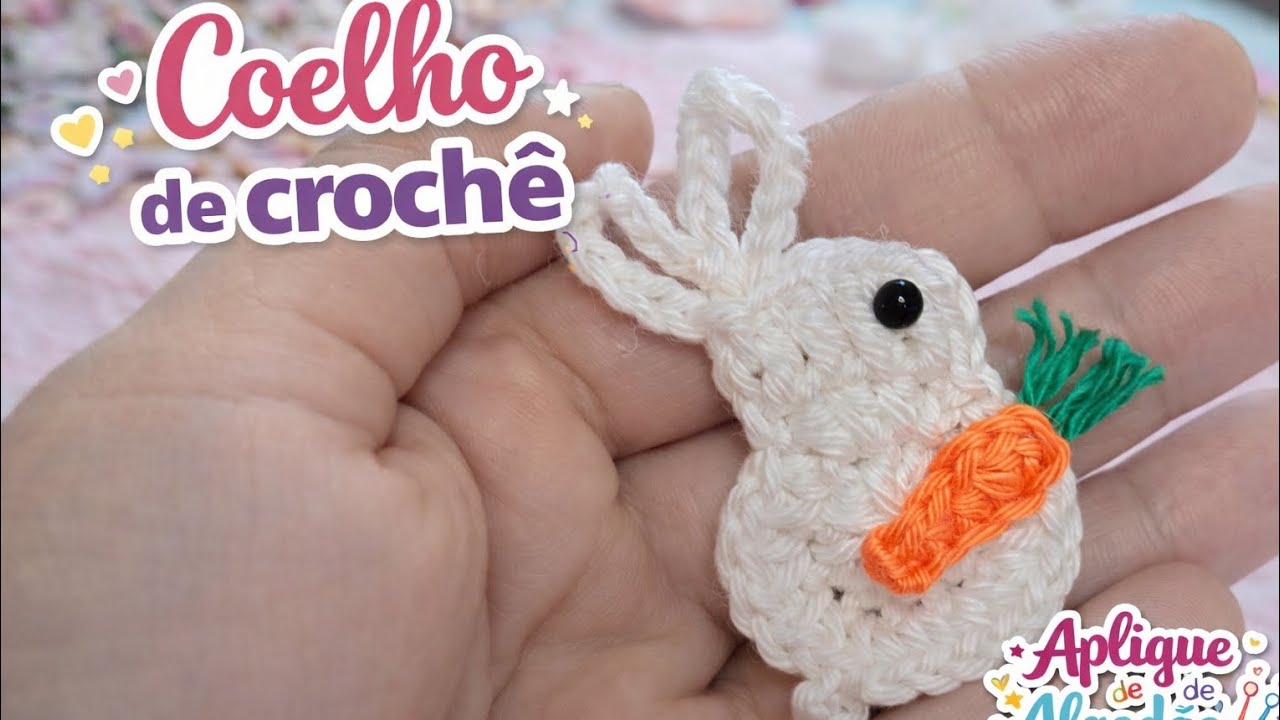 Aplique em crochê. Coelho de crochê.