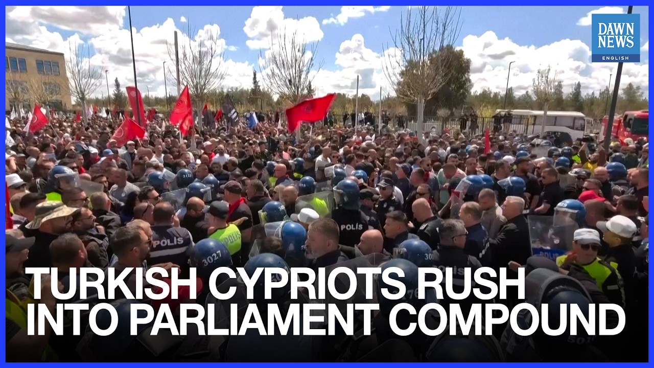 Turkish Cypriots Clash with Police at Parliament Over Wage Support Suspension | Dawn News English
