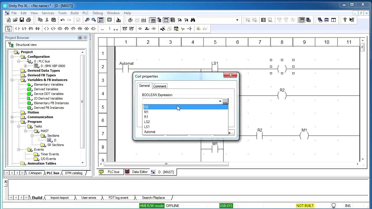 Программирование промышленных контроллеров Modicon M340 на языке LD в среде UNITY PRO