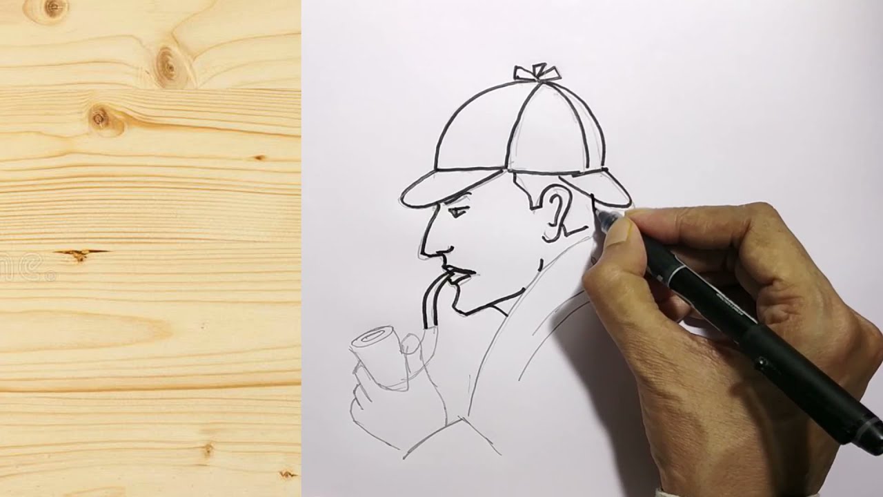 How to draw Sherlock Holmes   easy Step by step drawing pen and pencil