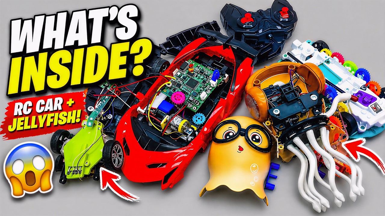 RC Remote Control Car, Transparent Car Toy & Dancing Musical Jellyfish Toy Disassembly