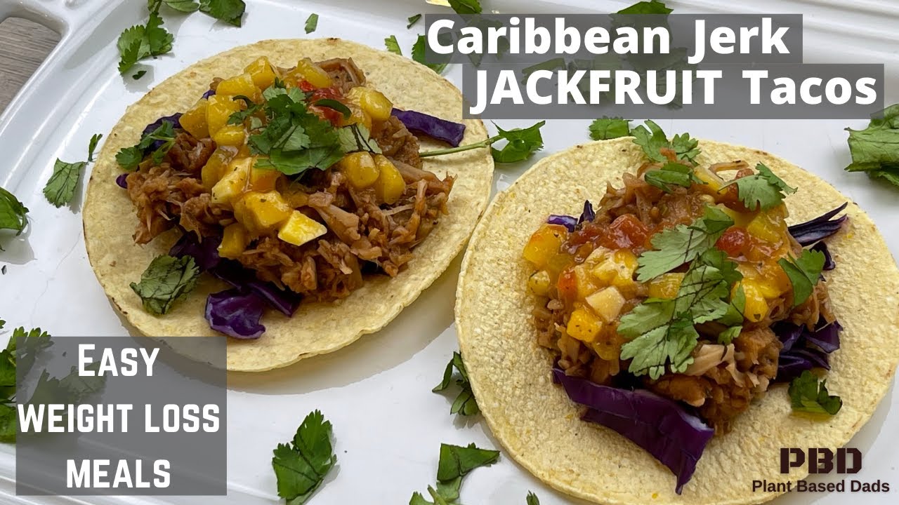 Caribbean Jerk Jackfruit Tacos | HCLF Starch Solution weight loss meals |Vegan Jackfruit Tacos