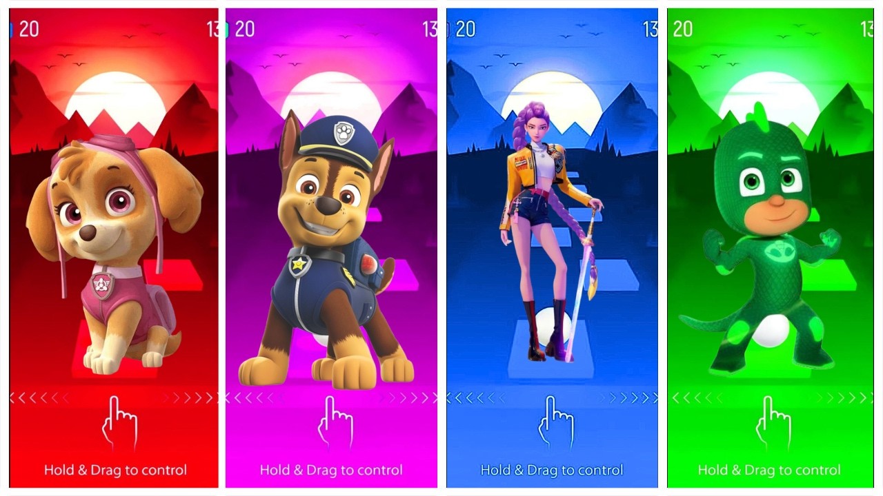 PAW Patrol's Chase 🆚 K pop 🆚 Skye 🆚 PJ masks  and Friends 🎶 Tiles Hop EDM Rush