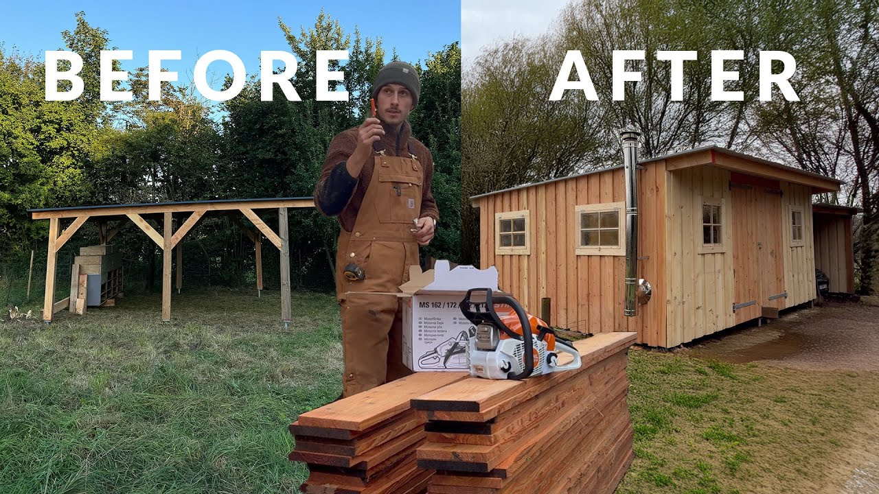 I converted my carport into my dream workshop with a woodstove (silent edit).