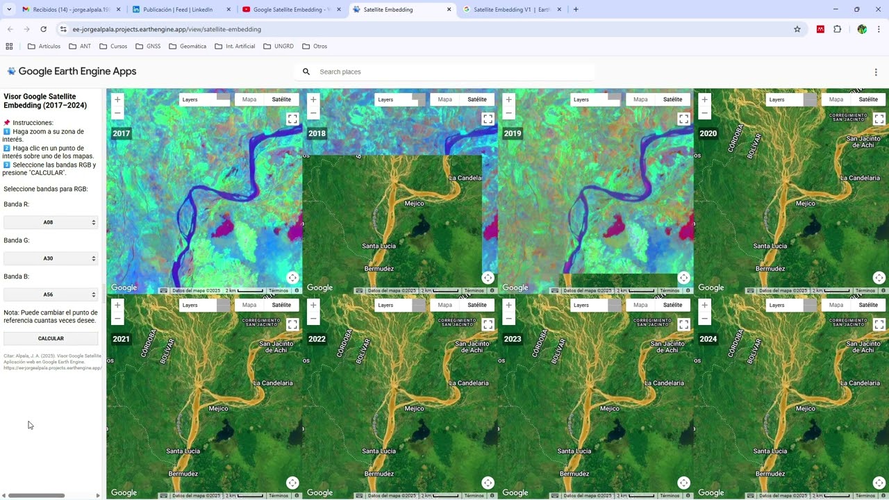 App en Google Earth Engine con Google Satellite Embedding (2017–2024) | AlphaEarth Foundations