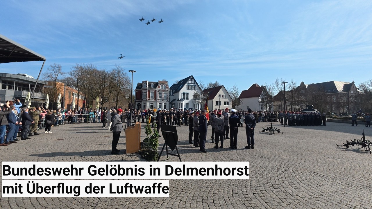 Wundersch&ouml;nes Gel&ouml;bnis in Delmenhorst mit Milit&auml;rmusik und Gru&szlig; von Flugzeugen der Bundeswehr