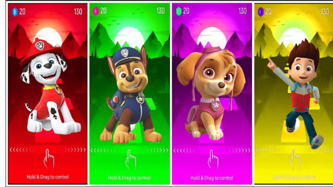 PAW Patrol's Ryder 🆚 Skye 🆚 Chase 🆚 Marshal and Friends 🎶 Tiles Hop EDM Rush