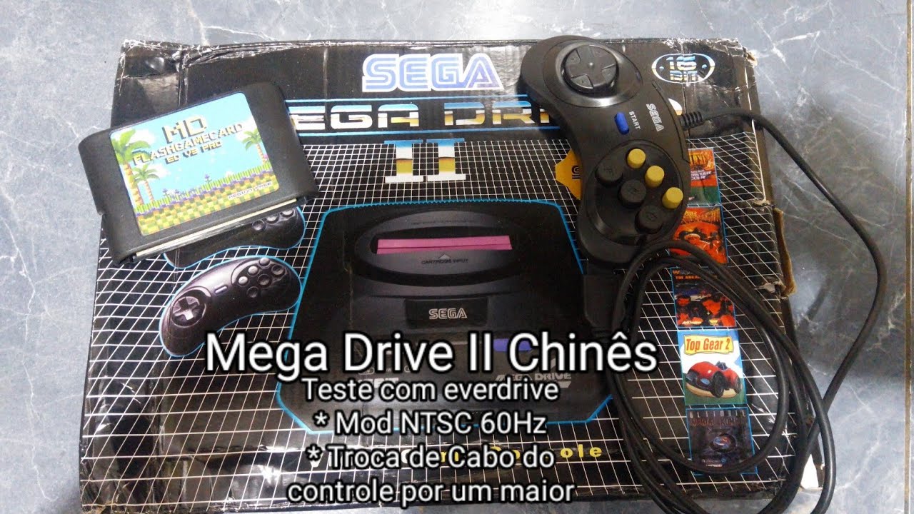 MEGA DRIVE MAIS BARATO DO ALIEXPRESS, EVERDRIVE, MUDANDO PARA NTSC E TROCA DE CABO DO CONTROLE