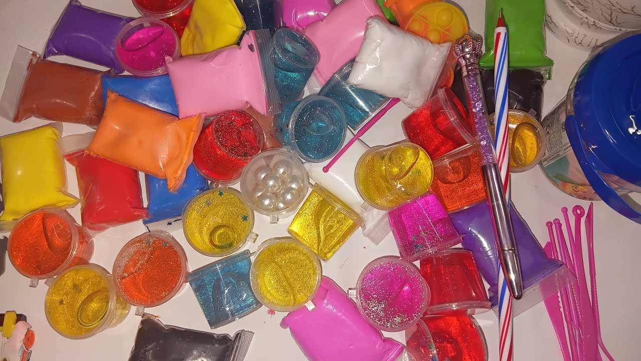 polymer clay cyrstal mud slime glitters and slime clay asmr slime asmr clay #notalking #slime 