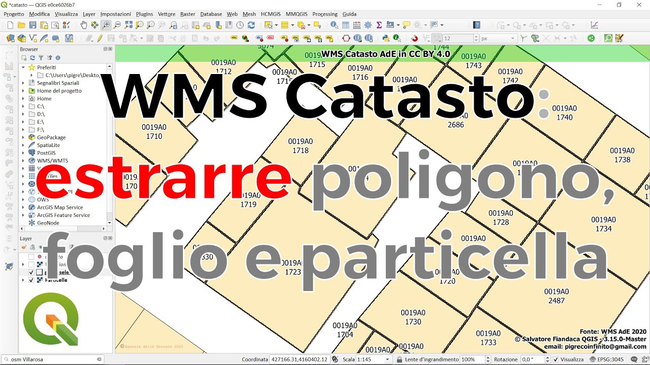 WMS Catasto ADE: estrarre poligono, foglio e particella con QGIS
