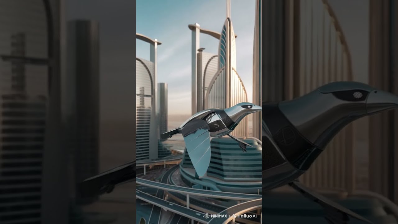 Robotic Falcon Soars Over Futuristic Dubai 🌆✨ 