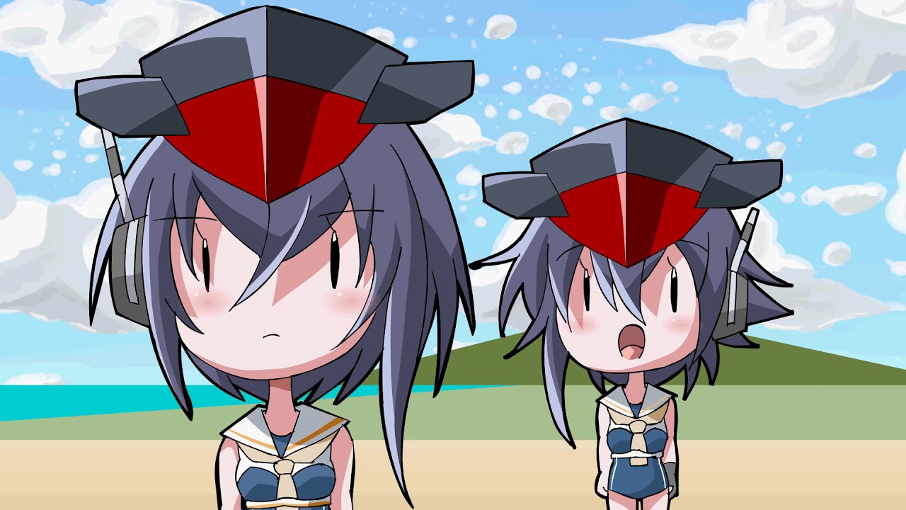 ビーチバレー的な艦これ2頭身アニメ