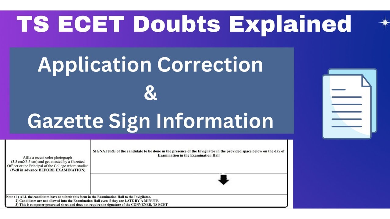 TS ECET 2024 Doubts Application Correction & Gazette Sign Information