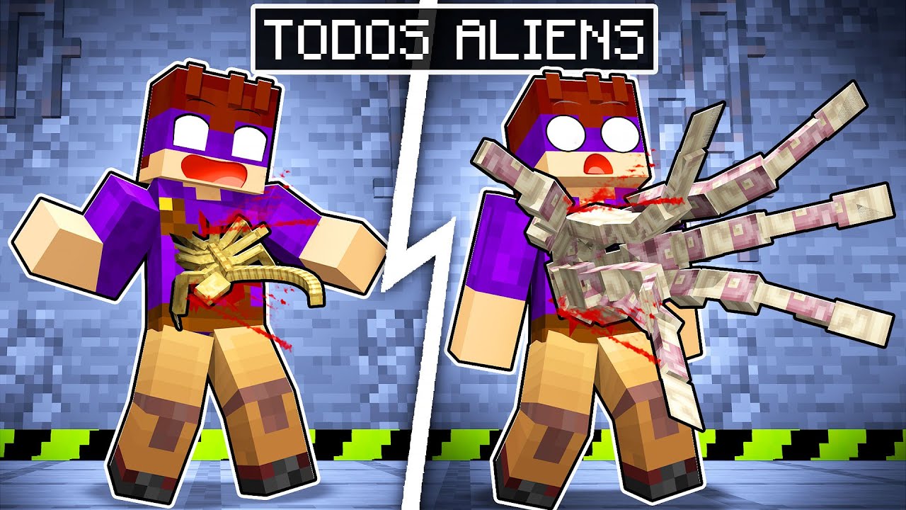 TODAS INFECÇÕES DE ALIENS SAINDO PELA BARRIGA no MINECRAFT!!