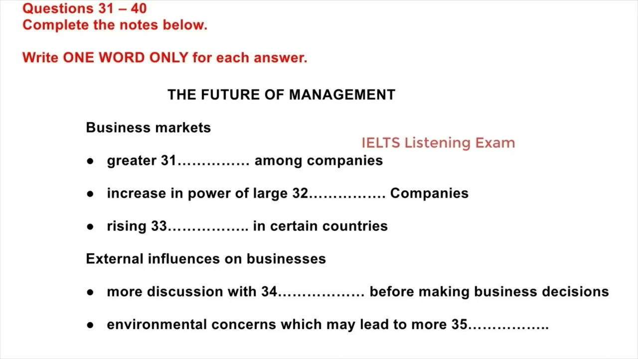 The future of management | IELTS LISTENING TEST | SECTION-4