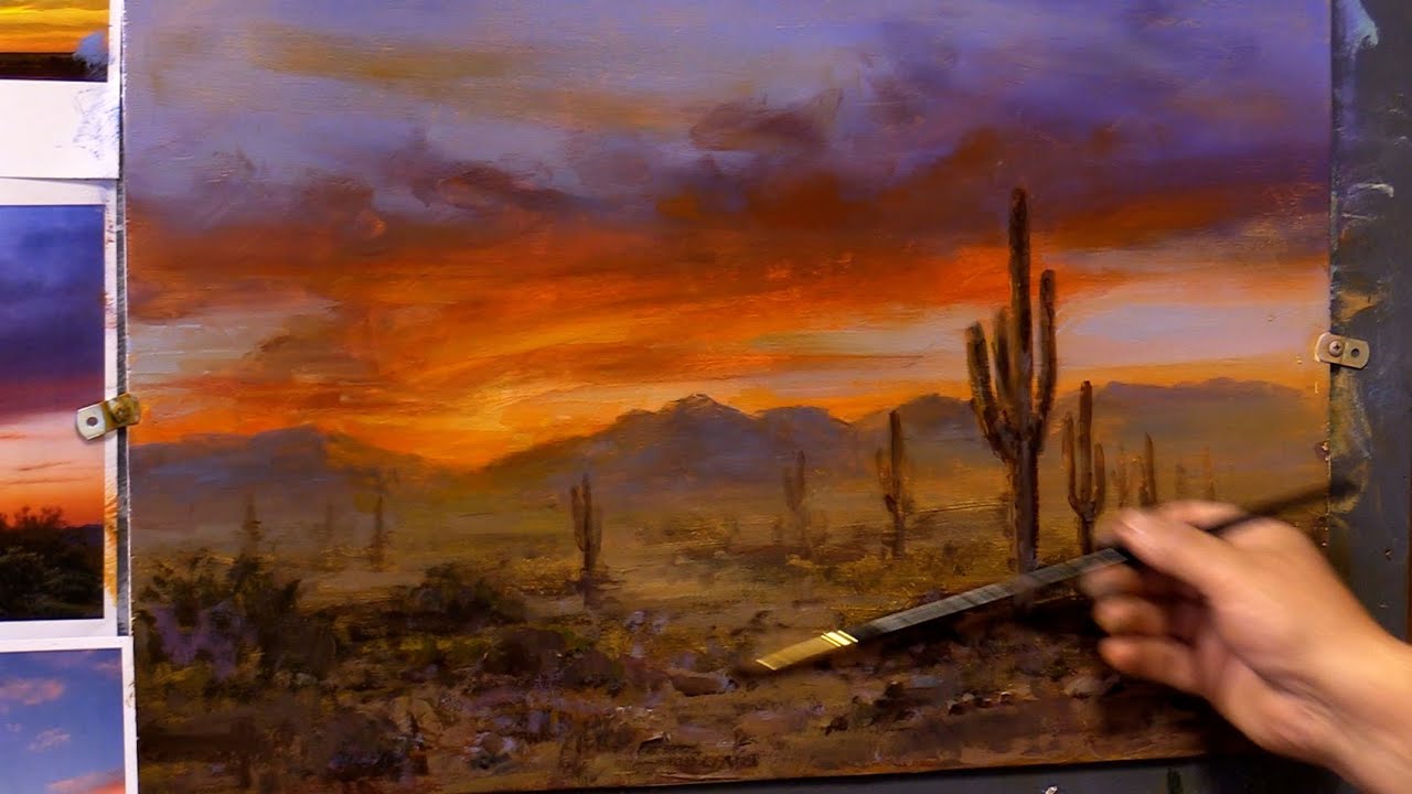 Painting a Southwest Sunset with Acrylics  Indirect painting techniques
