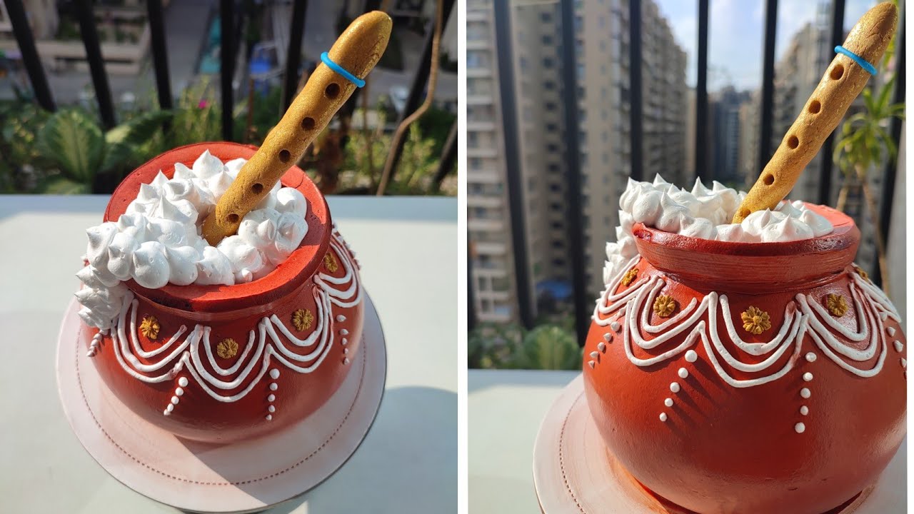 How to make Matka / Handi Cake for Janmashtami celebrations
