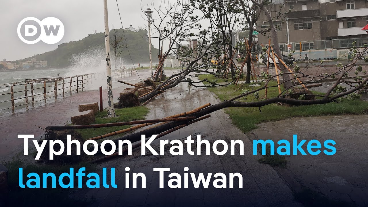 'Weird' Typhoon Krathon lands on Taiwan's west coast | DW News