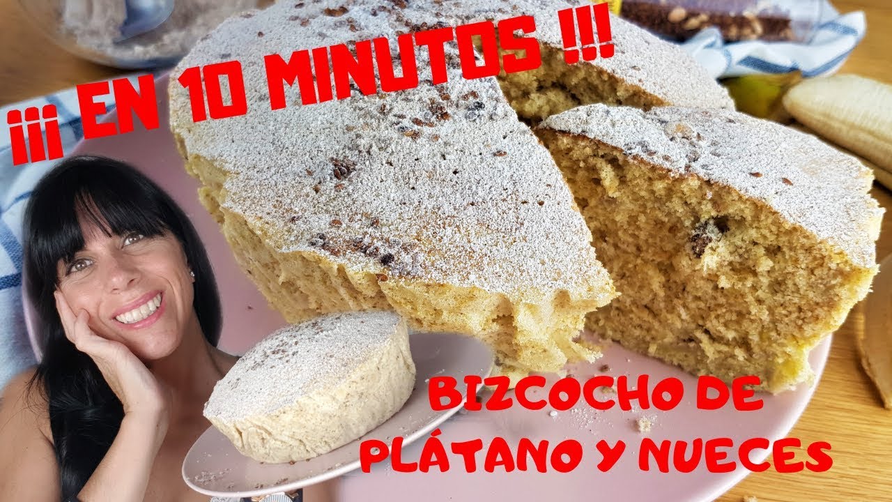 BIZCOCHO ultra RÁPIDO ¡¡¡10 minutos!!! BIZCOCHO en MICROONDAS (De plátano y nueces)