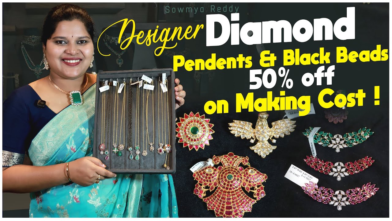 ✨Sparkle & Tradition: Diamond Pendant & Black Beads Necklace Designs✨