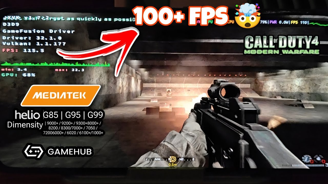 COD 4 Modern warfare Playable On All Mali GPU | Gamehub 4.1.5 | Dimensity 1200 | Best Settings