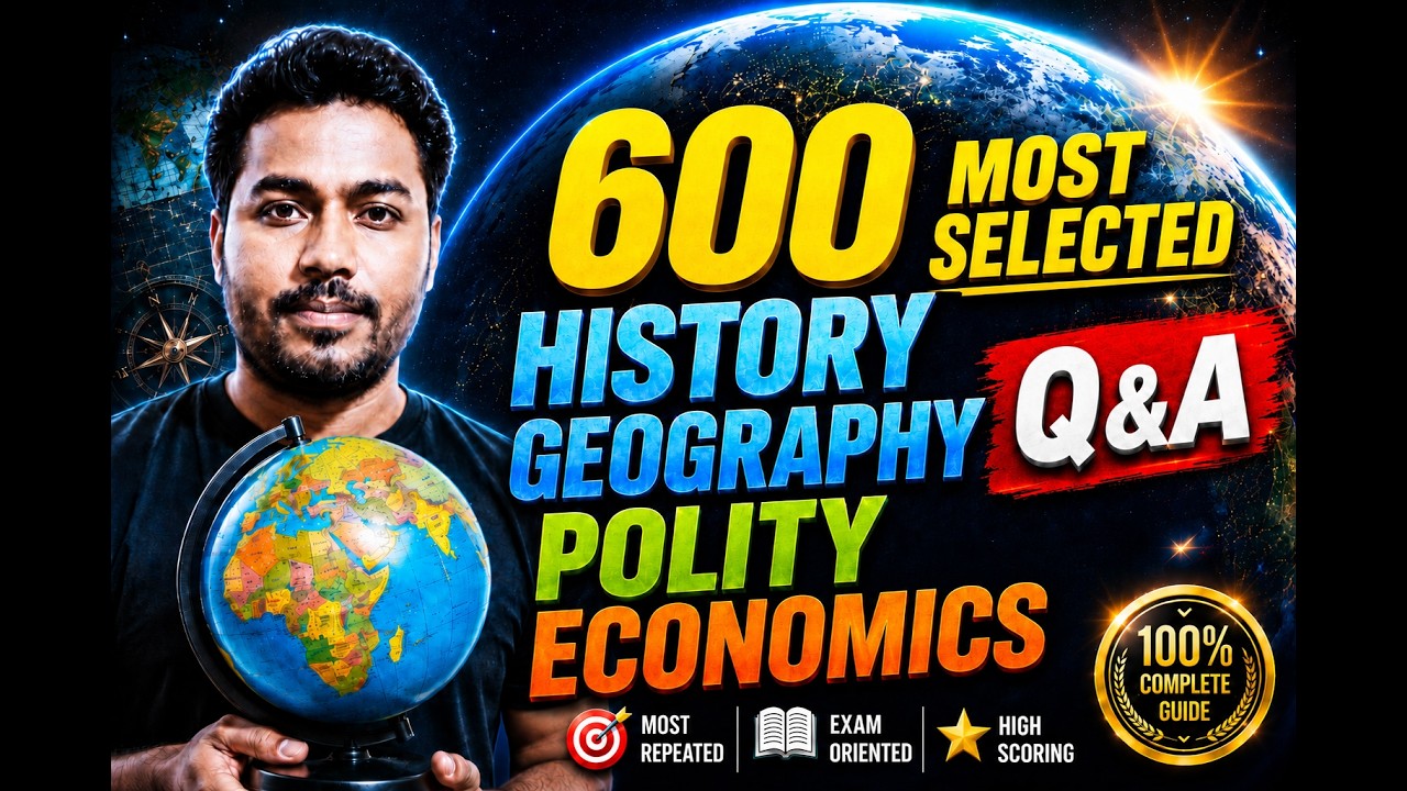 Target 600/600! Most Repeated History Geography, Polity, and Economics Questions (Top Selected MCQ