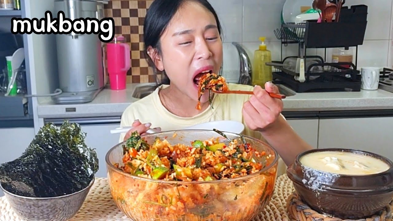 집밥먹방 ] 매운고추장 나물비빔밥 먹방 ( Ft. 콩비지찌개,광천별맛김 ) Korean Food Spicy Bibimbap Mukbang eating show