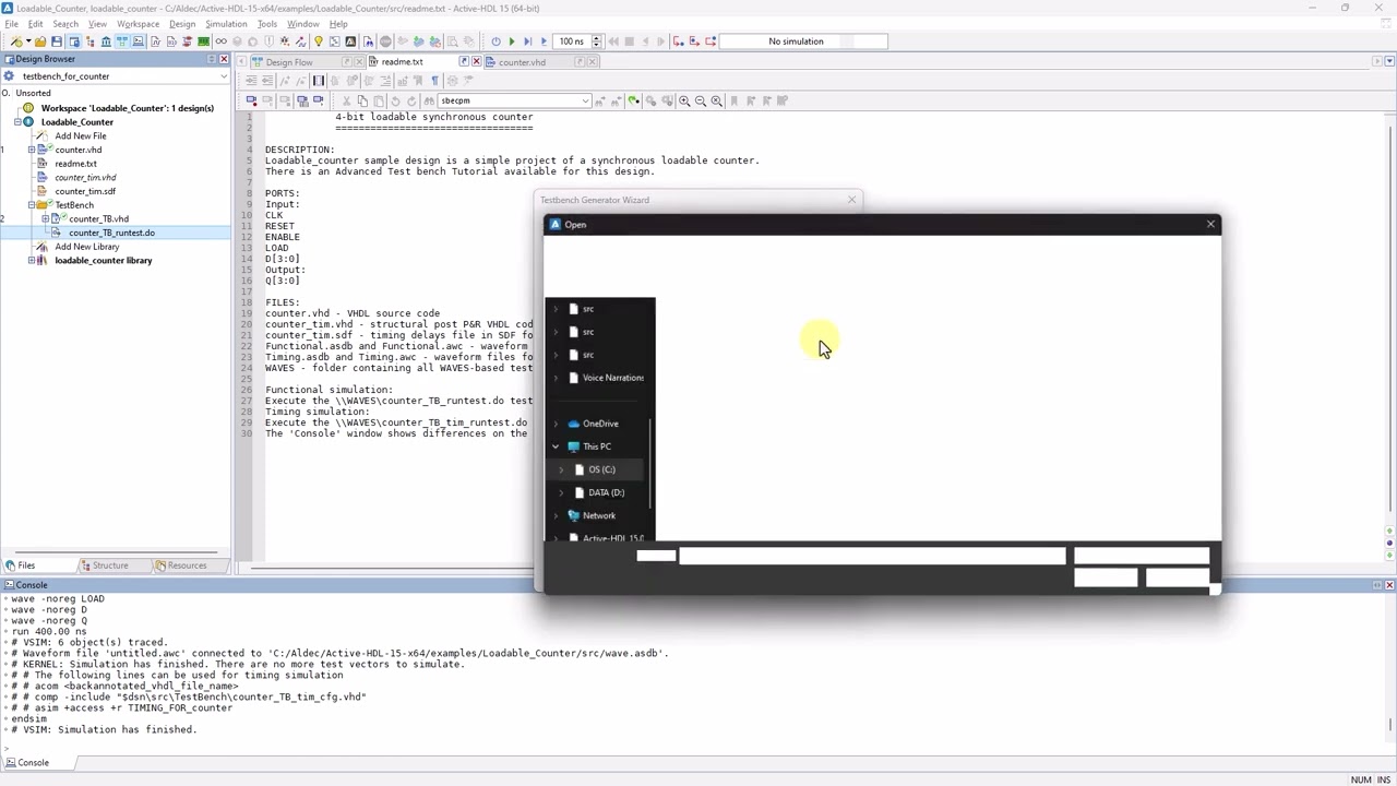 4.1 - Active-HDL™ (v15) Tools: Testbench Wizard