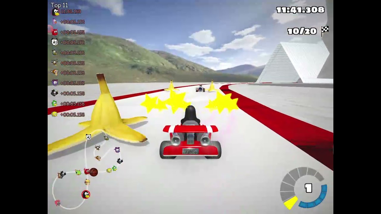 SuperTuxKart - Origami Animosity, 20 laps, reverse