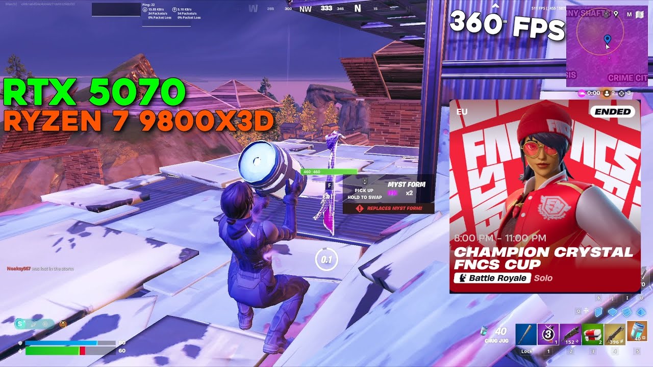 RTX 5070 + Ryzen 7 9800X3D | Fortnite CHAPTER 6 FNCS CUP | 1080p | 360 FPS | Performance mode