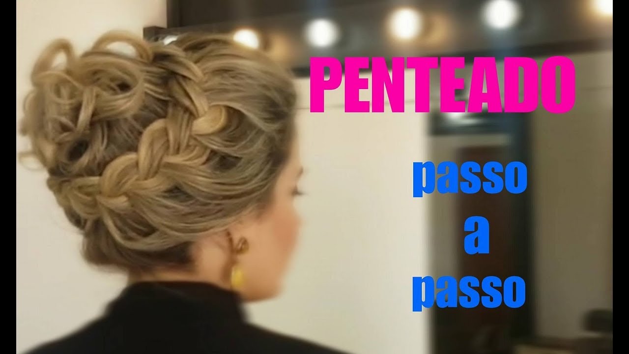 LINDO PENTEADO PARA NOIVAS E MADRINHAS, COQUE COM TRANÇA ROMÂNTICA/PASSO A PASSO