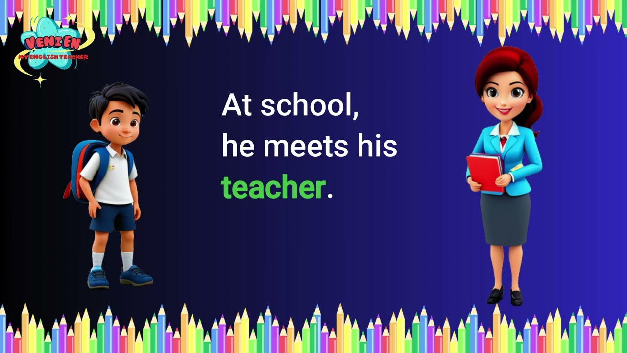 Tom's First Day at School | Learn School Words and Actions | ESL Story for Children 