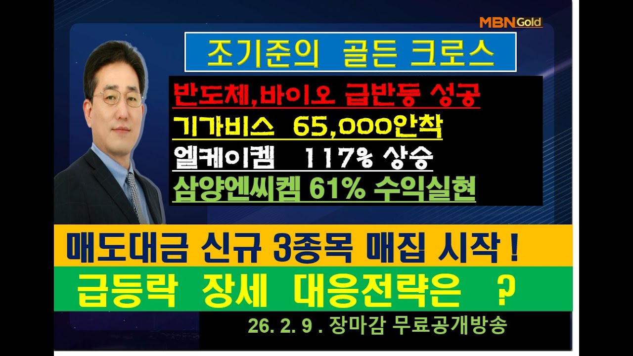 [조기준의 골든크로스]반도체,바이오 급반등 성공/ 기가비스  65,000안착/엘케이켐   117% 상승/삼양엔씨켐 61% 수익실현