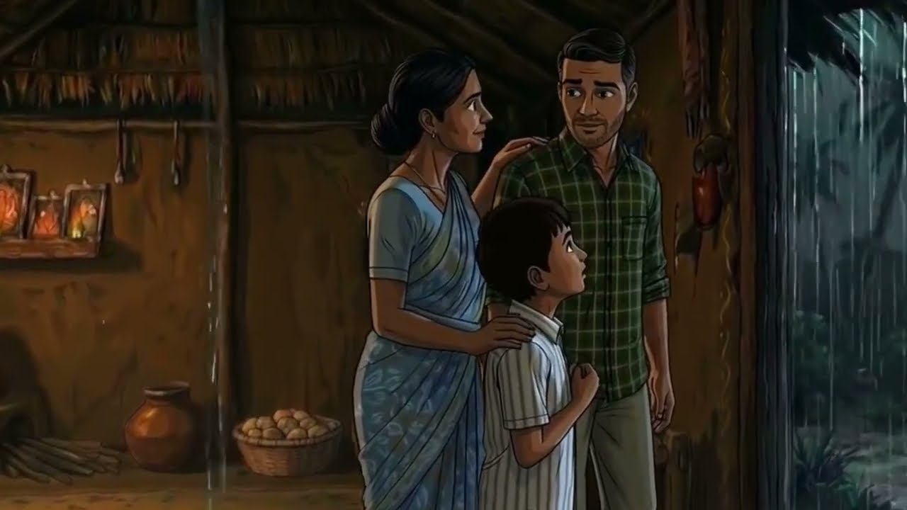 Poor Indian Family Rainy Day Life 🌧️ | Emotional Village Story | Hut Life Struggle | Ghibli village
