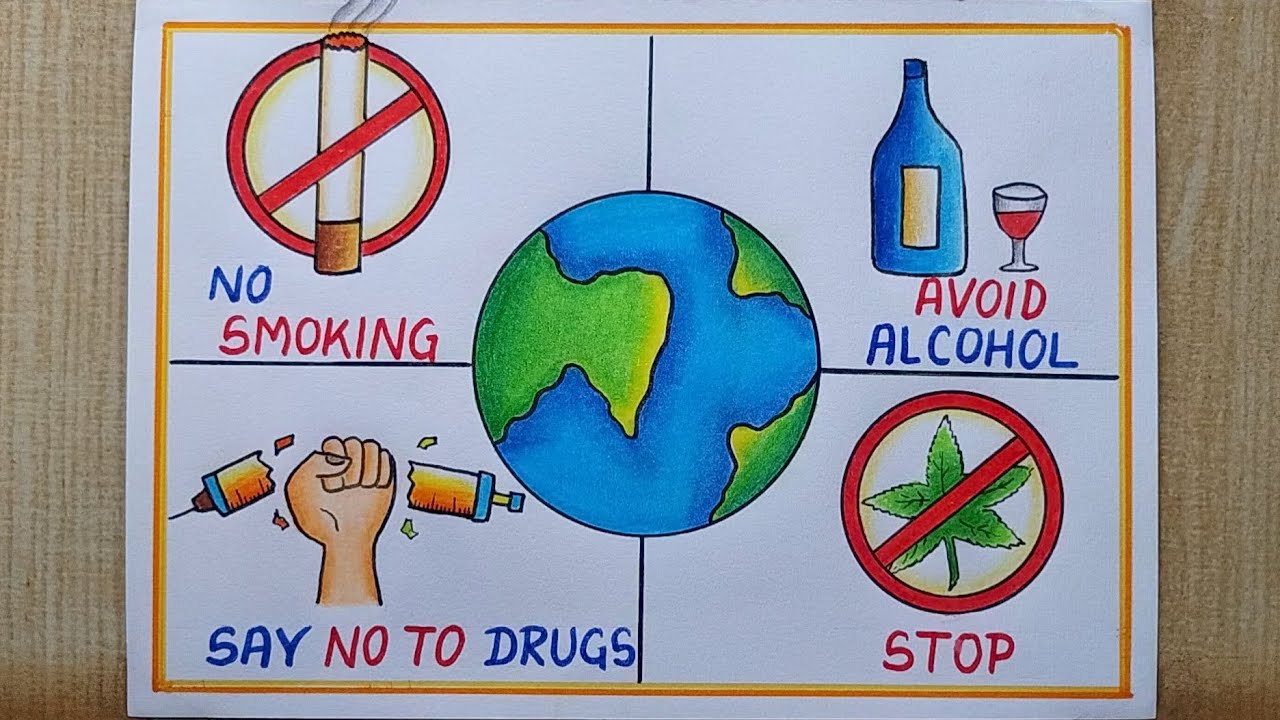 International Day Against Drugs Abuse poster drawing| Say No to Drugs poster| Drug Poster|No smoking