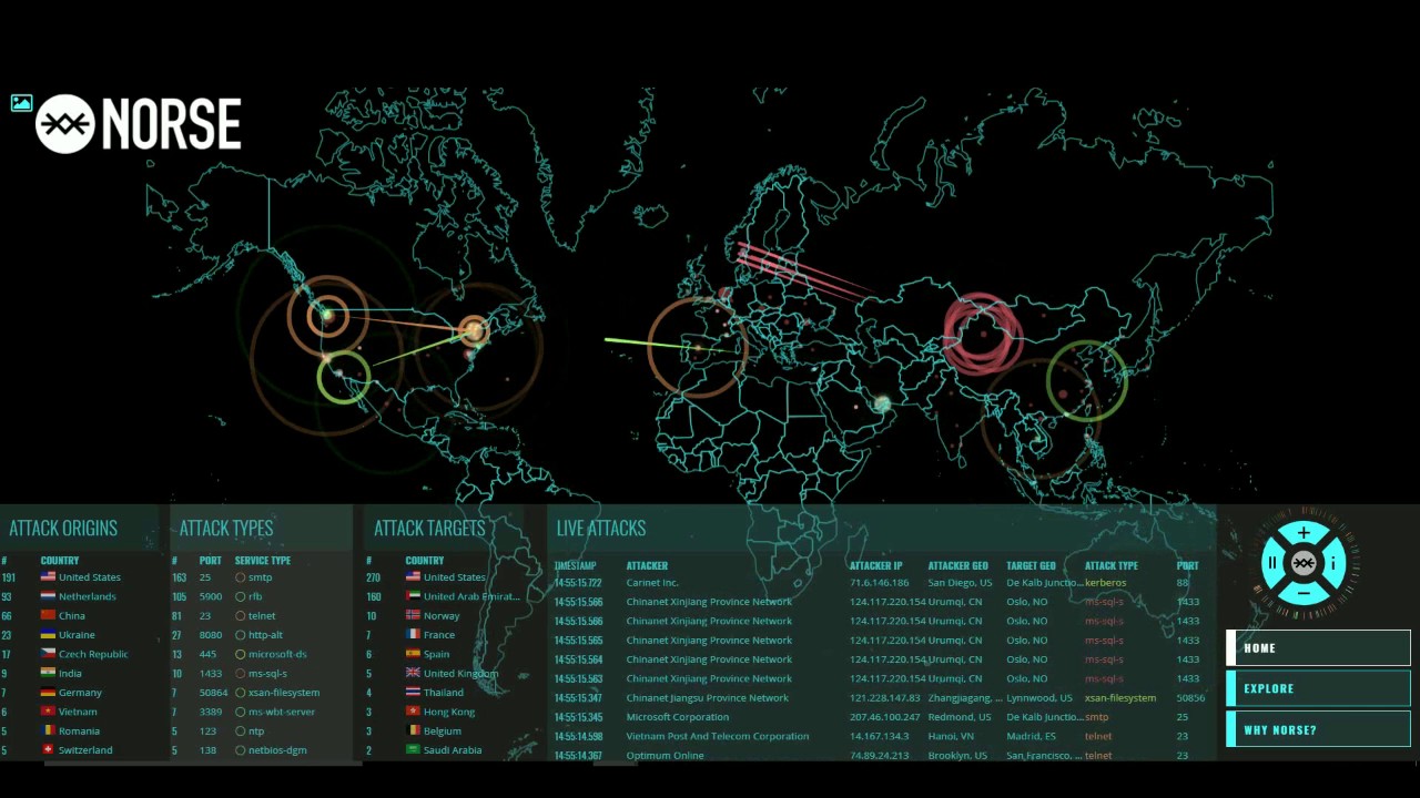 Norse Attack Map - Cyber Attack Map by Norse Security