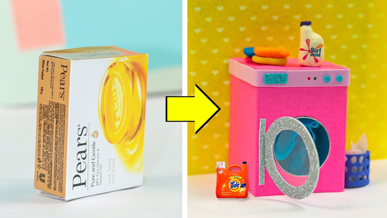 DIY Mini Washing Machine from waste boxes || How to make miniature washing machine from waste box