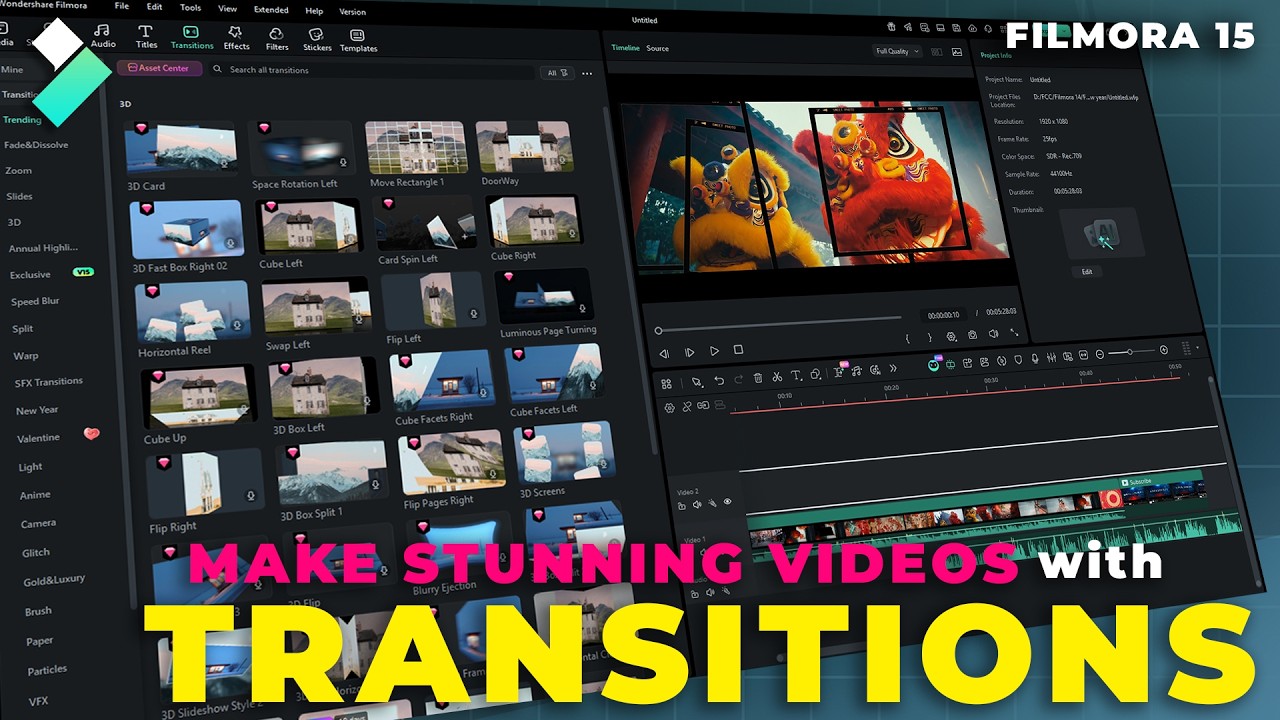 Make your video stunning with Transitions in Filmora 15 #filmora15